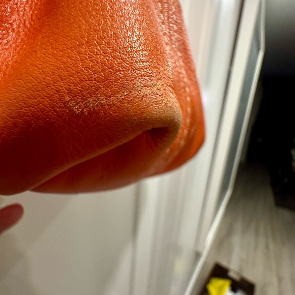 Aqua Maddonna Orange Leather handbag w/leopard lining. In excellent condition. - Picture 6 of 6